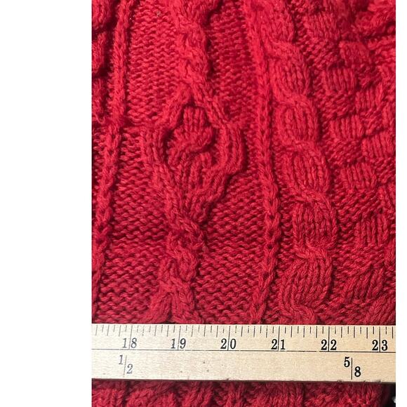 Aran Crafts Vintage Red Fisherman Cable Cardigan Sweater Sz Med Wool Ireland - Picture 6 of 7